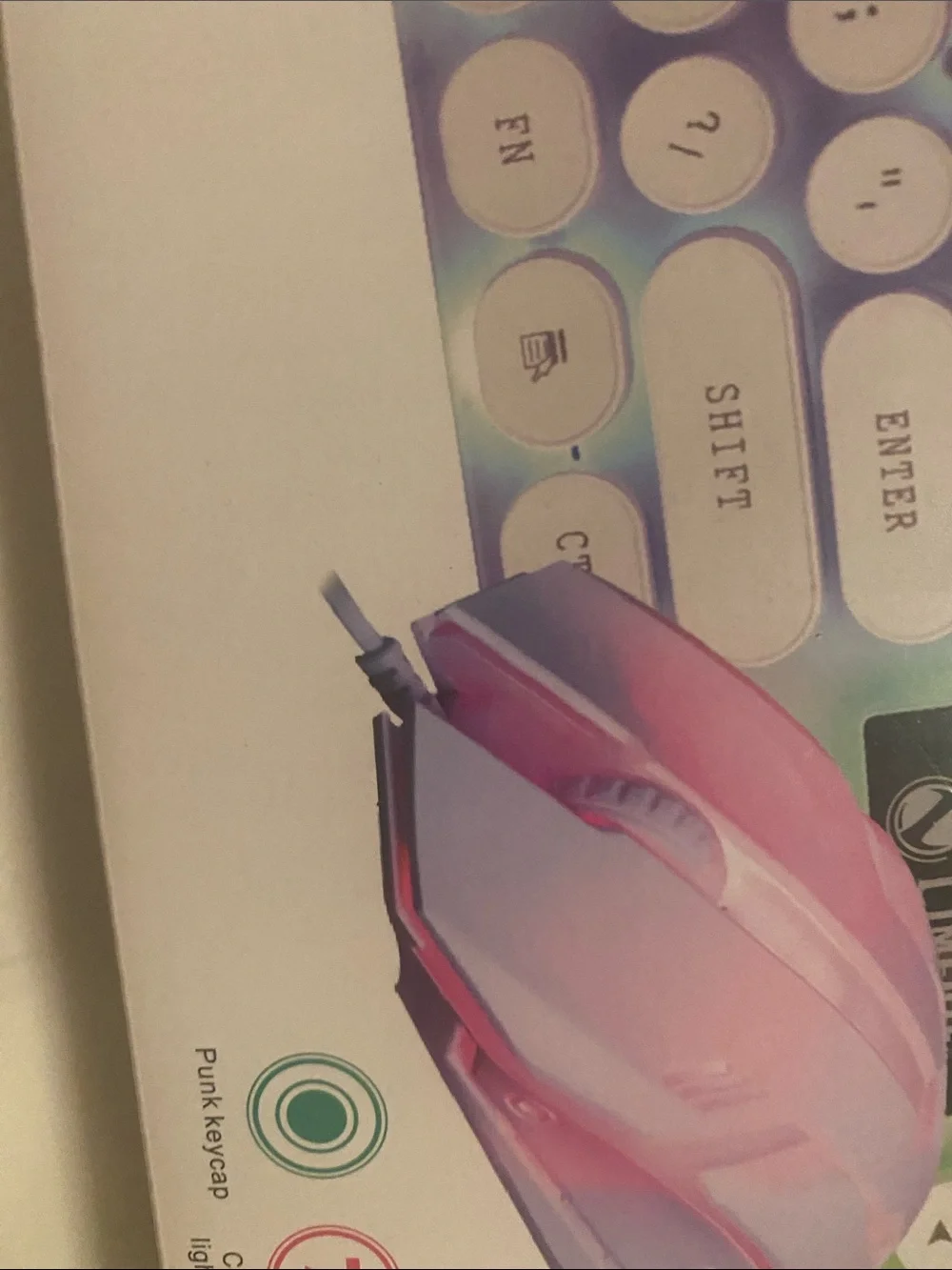 Pastel Rainbow Backlit Keyboard and Pink Mouse